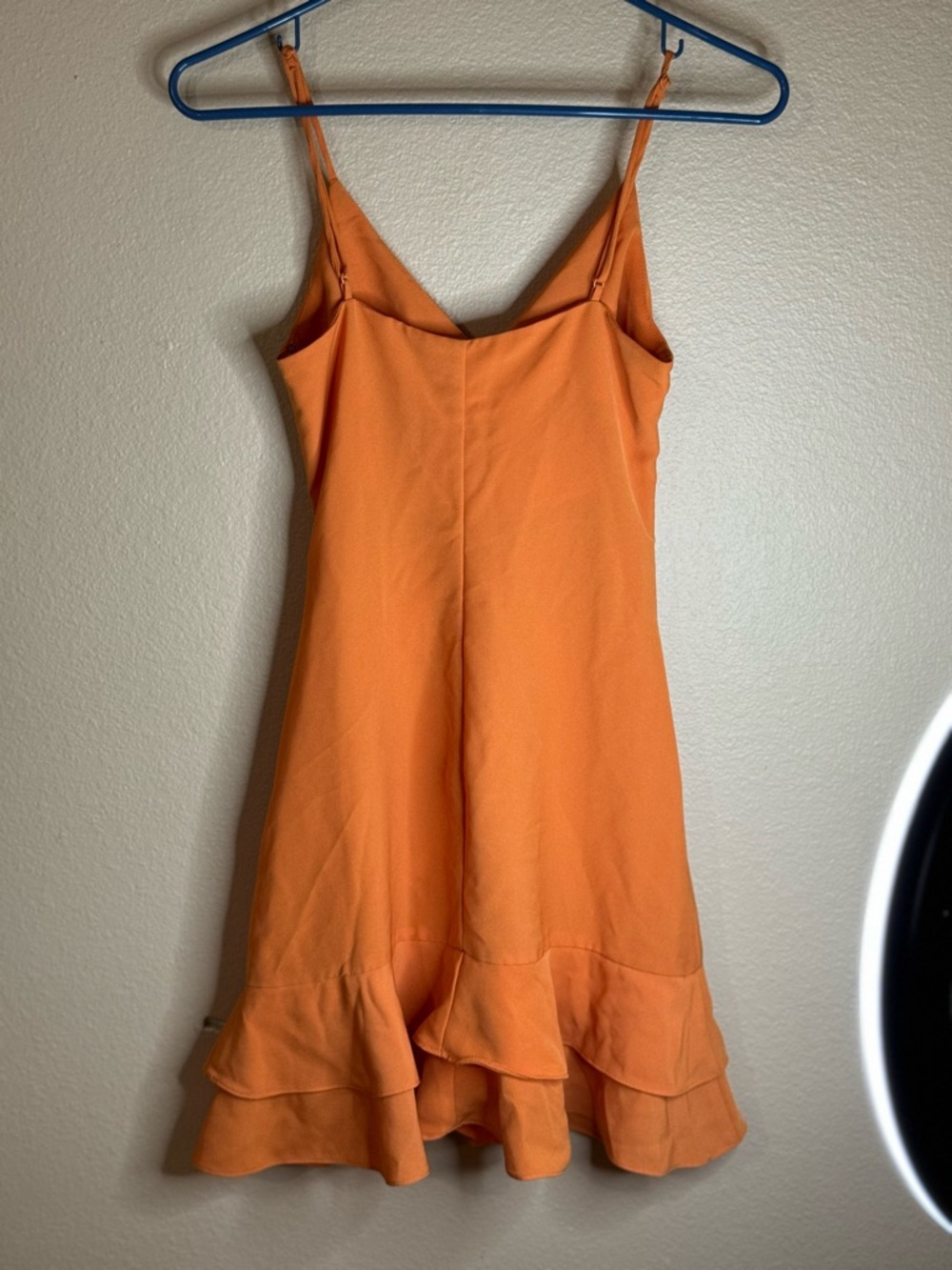 H&M Orange Ruched Mini Dress with Ruffle Hem XS - Picture 3 of 4